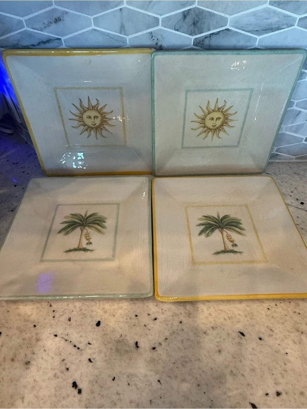 Vintage Williams-Sonoma Verano Tile Banana Tree/Sun Salad Bowls Made In Italy